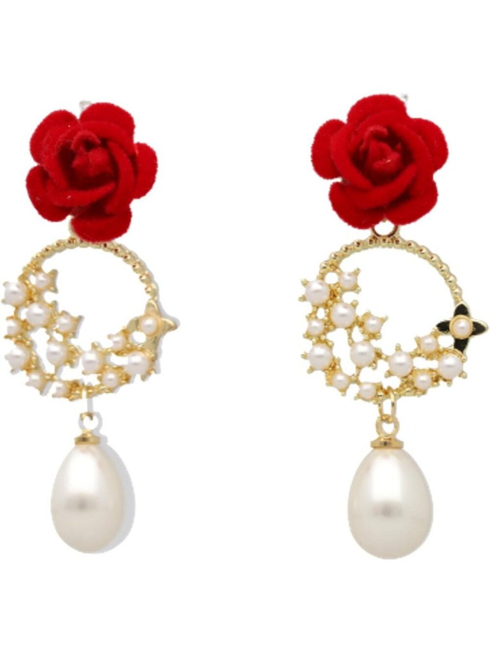 Romantic 3D Rose Flower Dangle Earrings, Unique Floral Drop Jewelry, Valentine's